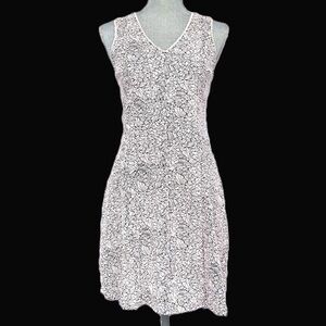 LOFT Sleeveless Floral Print Knit Jacquard Flare A-Line Dress